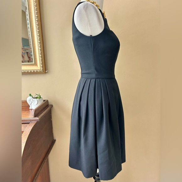 A.J. Bari Vintage Black Mini Dress Fit Flare Cage Cutout Gold Bow Detail 4 NWT - Picture 10 of 14